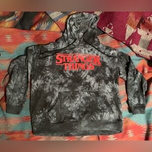 STRANGER THINGS dark grey tie dye hoodie / size XL